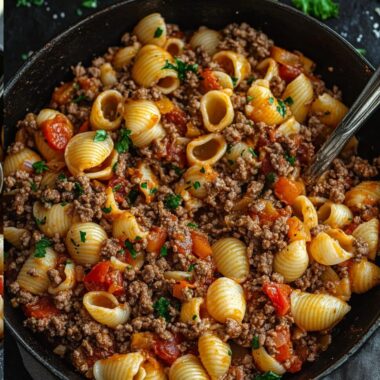 Simple Ground Beef Shells Skillet