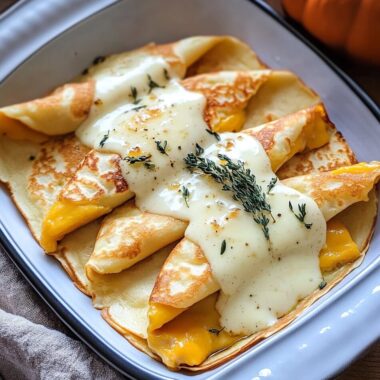 Pumpkin Crepes with Fontina Cheese Sauce