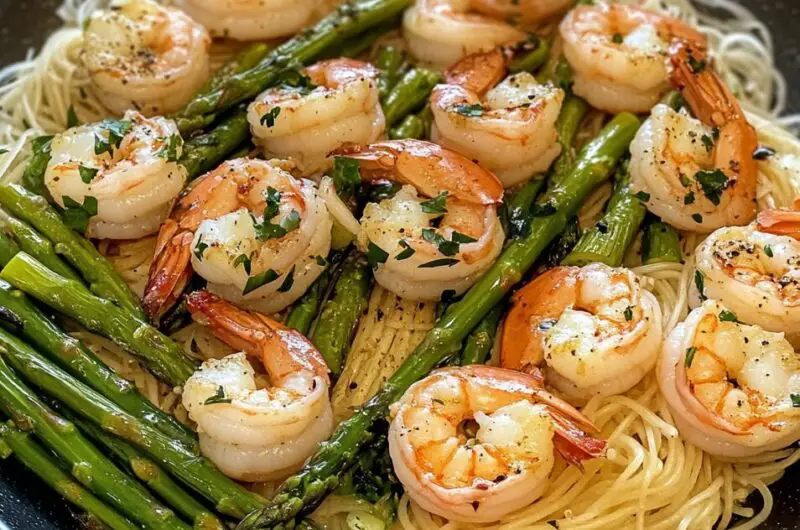 Asparagus and Shrimp with Angel Hair