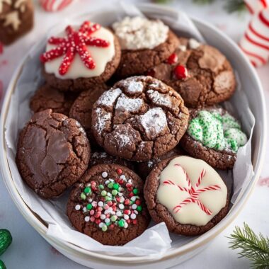 Chocolate Peppermint Crinkle Cookies