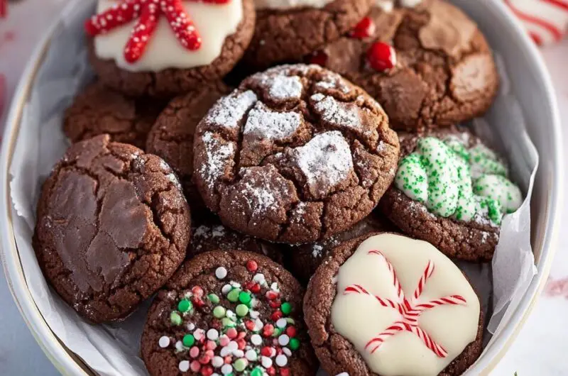 Chocolate Peppermint Crinkle Cookies