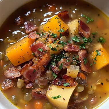 French Lentil Bacon Soup