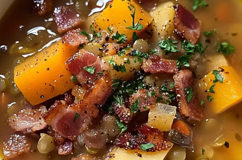 French Lentil Bacon Soup