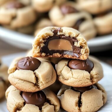 Reese’s Cup Stuffed Peanut Butter Blossom Cookies