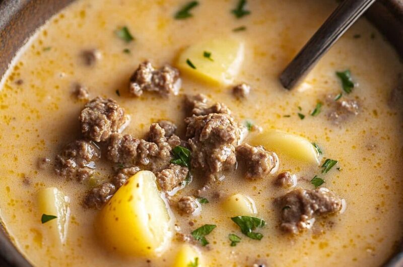 Cheesy Beef and Potato Soup