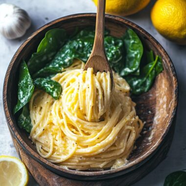 Lemon Garlic Pasta with Spinach