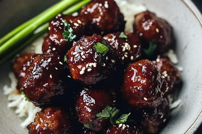 Sticky Mongolian Beef Meatballs