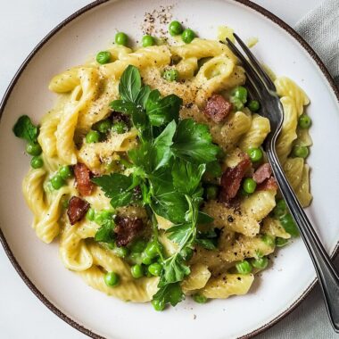 Creamy Pancetta and Pea Pasta