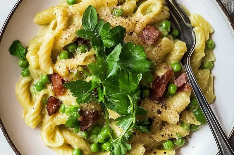 Creamy Pancetta and Pea Pasta