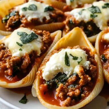 Ground Beef & Spinach Ricotta Stuffed Shells