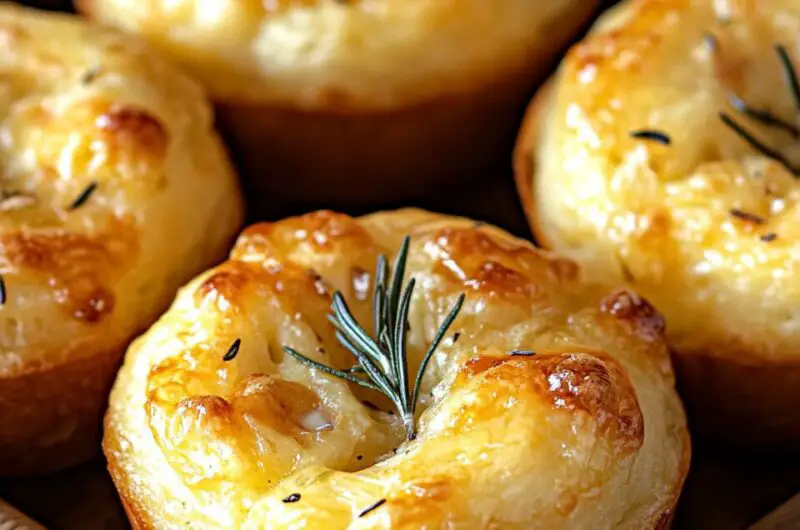 Golden Crust Garlic Rosemary Focaccia Muffins