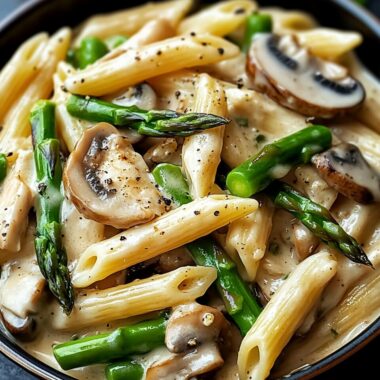 Mushroom and Asparagus Chicken Penne