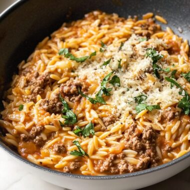Cheesy Ground Beef Orzo Skillet 3 Cheesy Ground Beef Orzo Skillet