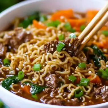 Easy Beef Ramen Noodle Bowls