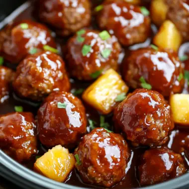 Slow Cooker Pineapple Barbecue Meatballs