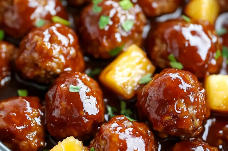 Slow Cooker Pineapple Barbecue Meatballs