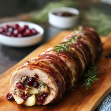 Bacon-Wrapped Stuffed Turkey Breast Roll