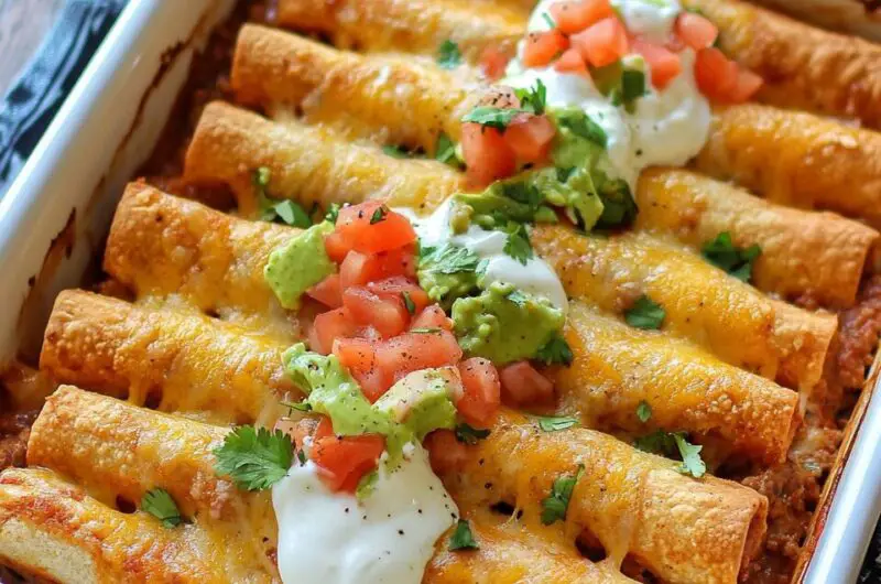 Cheesy Beef Taquito Casserole