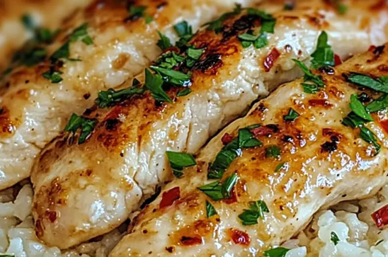 Chicken Scampi with Garlic Parmesan Rice