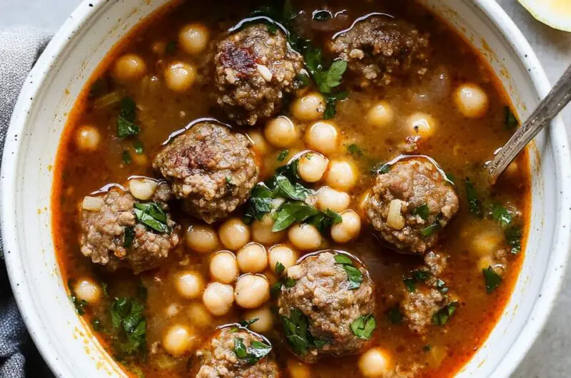 Moroccan Meatball Couscous Soup