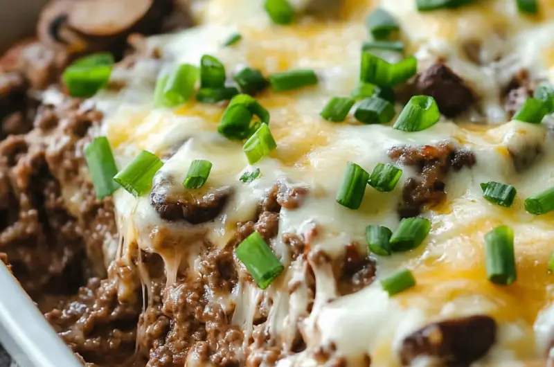 Mushroom Cheeseburger Casserole