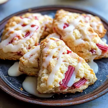 Rhubarb Scones with Lemon Drizzle