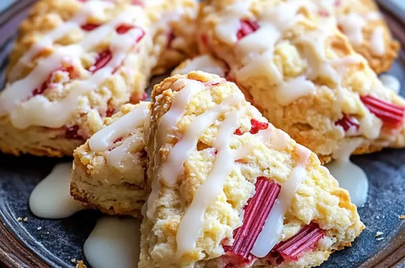 Rhubarb Scones with Lemon Drizzle