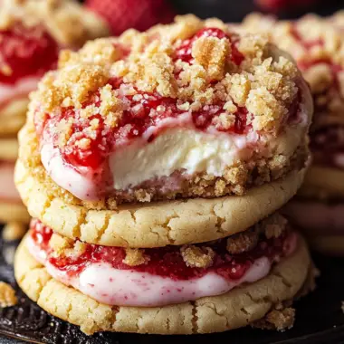 Strawberry Crunch Cheesecake Stuffed Cookies