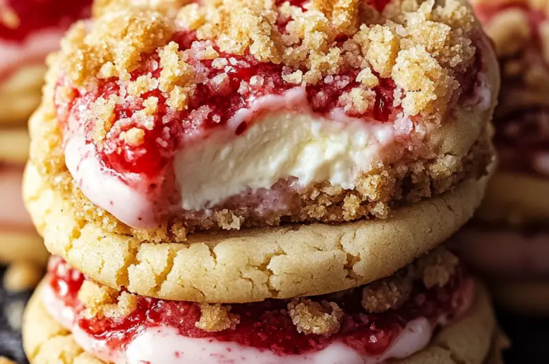 Strawberry Crunch Cheesecake Stuffed Cookies