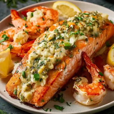 Crab and Shrimp Stuffed Salmon