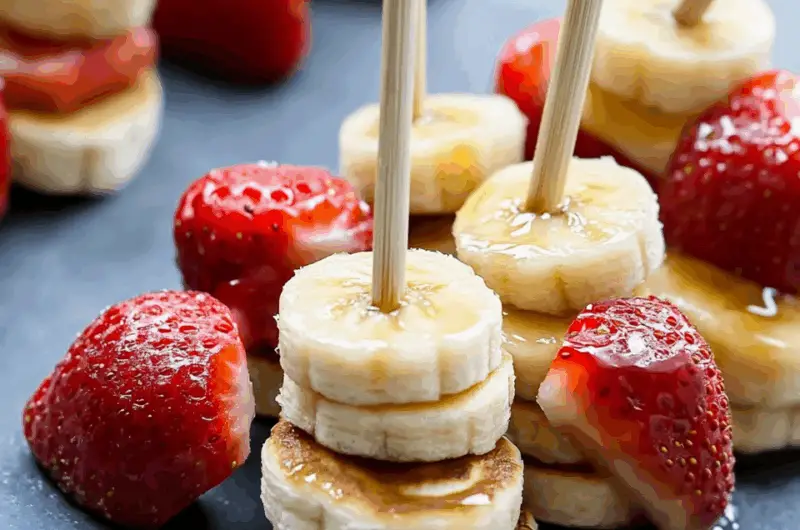 Strawberry Banana Pancake Skewers