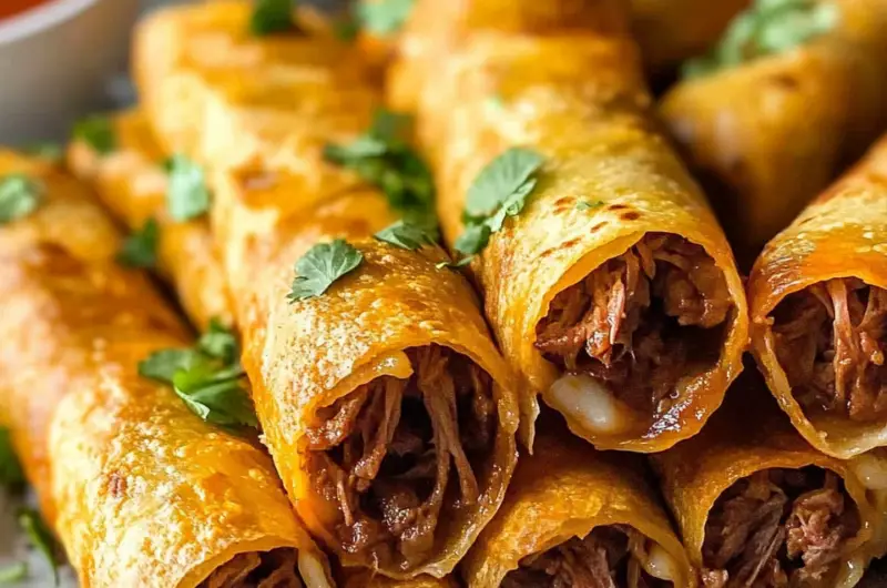 Easy Baked Shredded Beef Taquitos