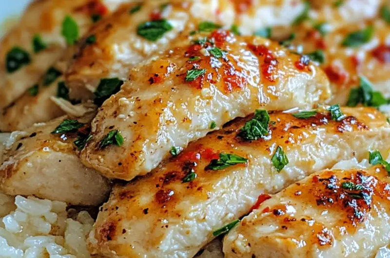 Chicken Scampi with Garlic Parmesan Rice