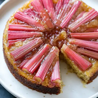 Easiest Rhubarb Upside Down Cake
