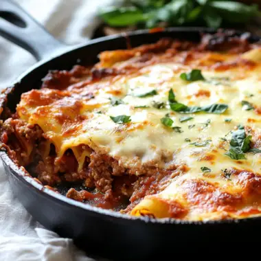 Quick Cast Iron Skillet Lasagna