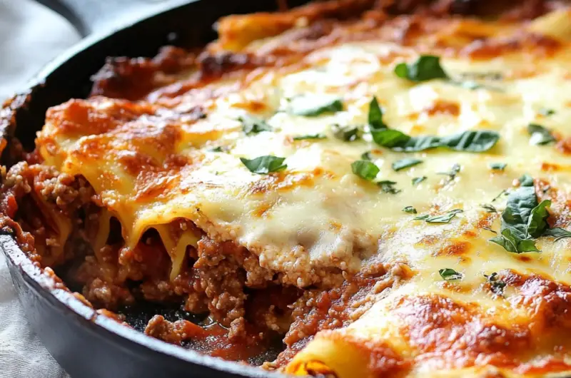 Quick Cast Iron Skillet Lasagna