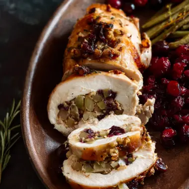 Quick Apple Cranberry Stuffed Turkey Breast