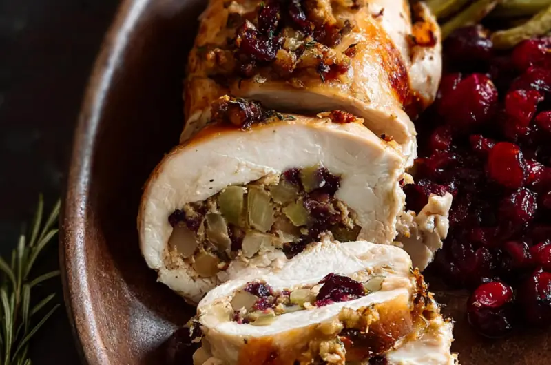 Quick Apple Cranberry Stuffed Turkey Breast