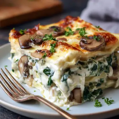 Spinach and Mushroom White Lasagna