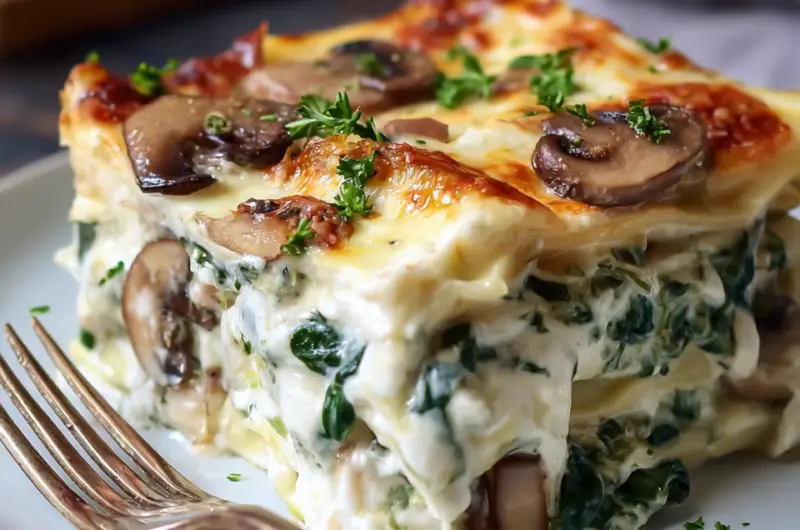 Spinach and Mushroom White Lasagna