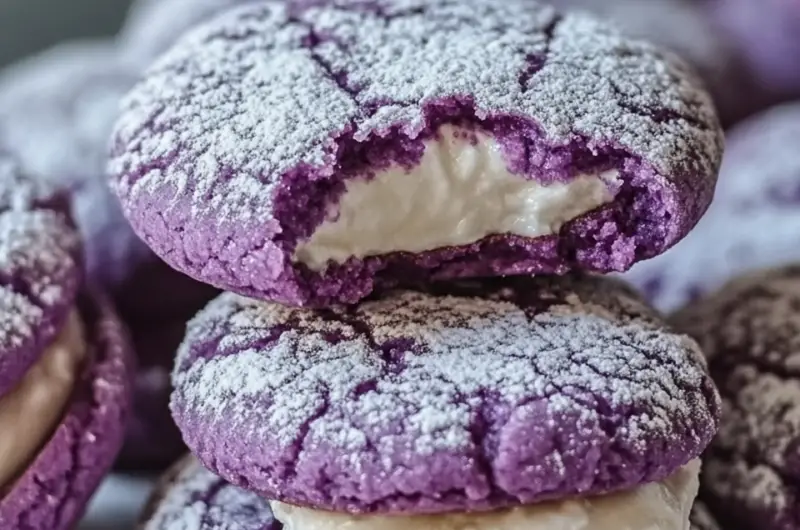Ube Crinkle Sandwich Cookies