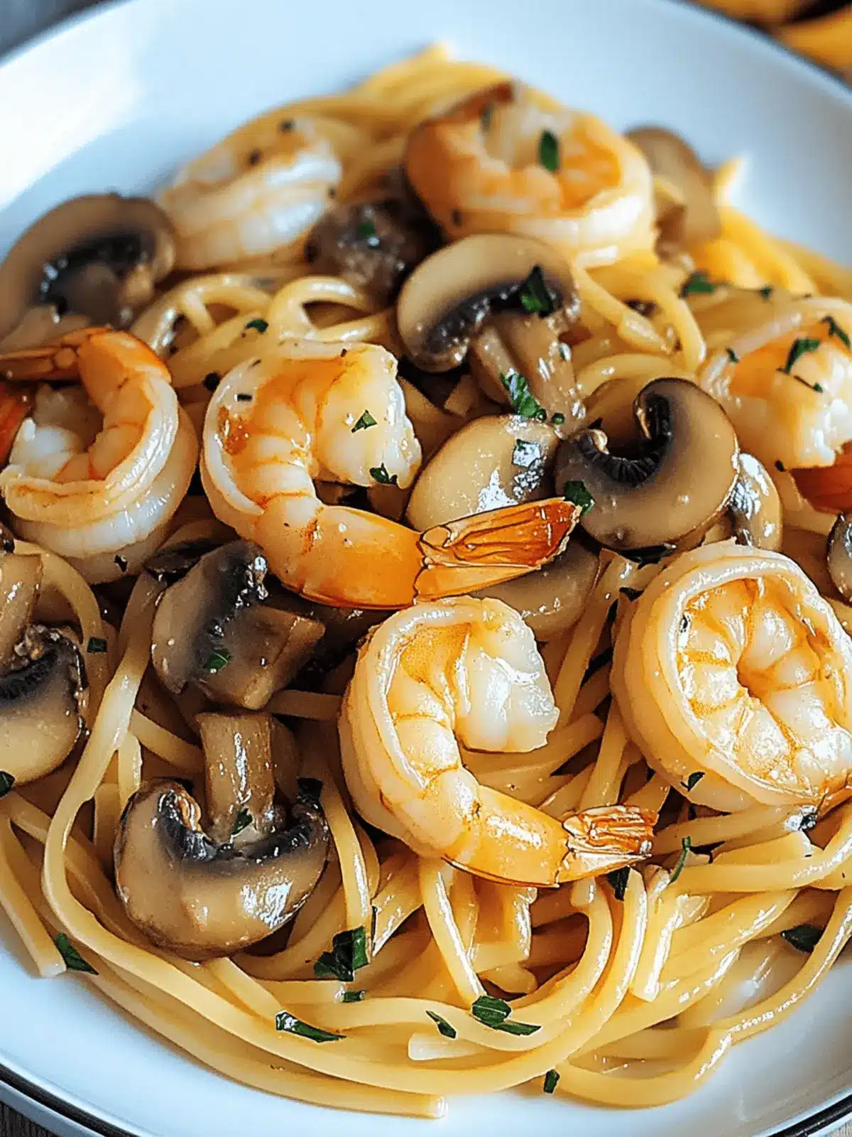 Mushroom Garlic Shrimp Pasta