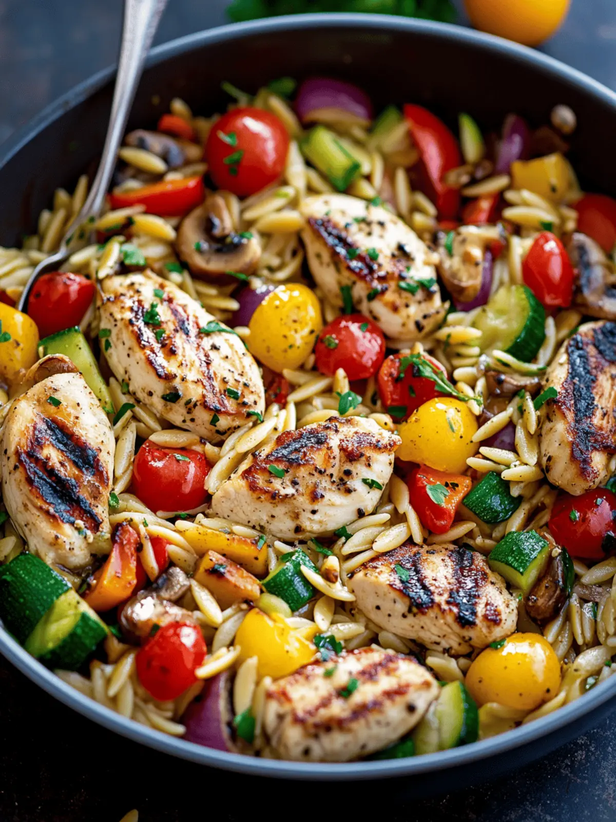 Balsamic Chicken & Veggie Orzo