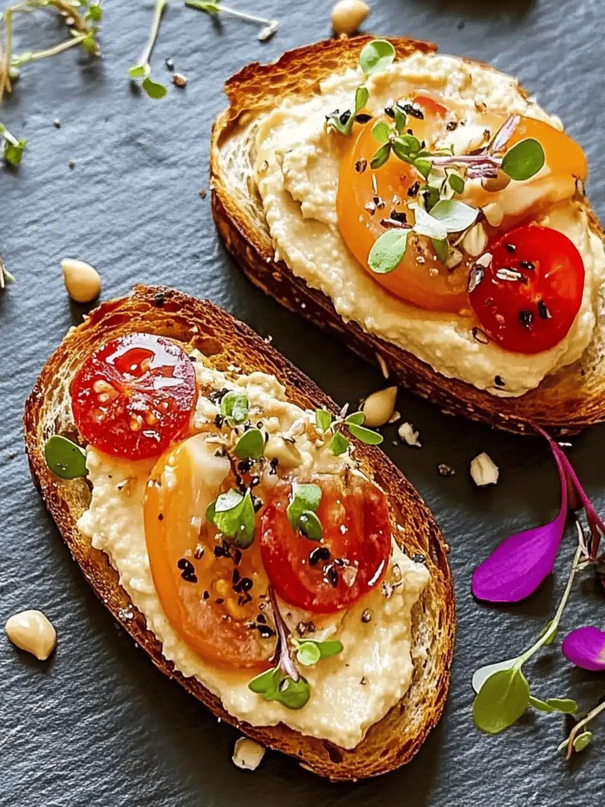 Mediterranean Hummus Crostini