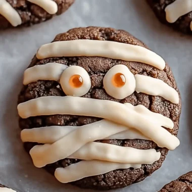 Fudgy Halloween Mummy Cookies
