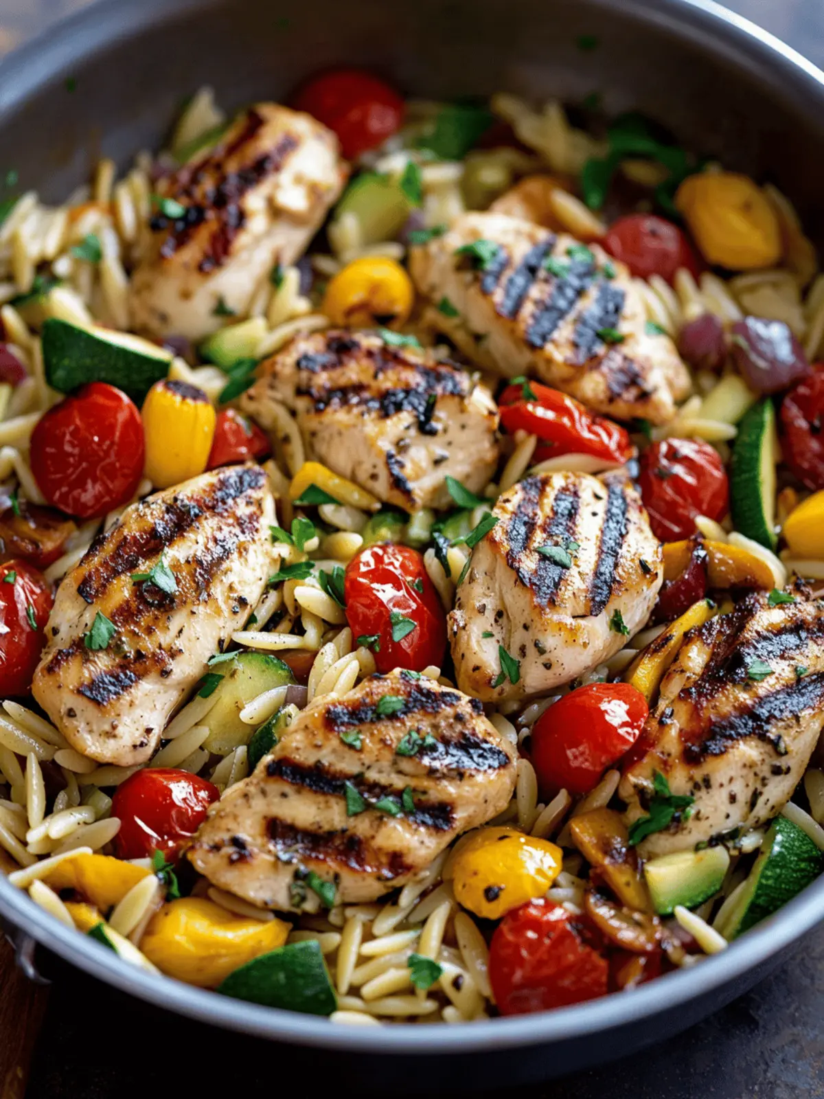 Balsamic Chicken & Veggie Orzo