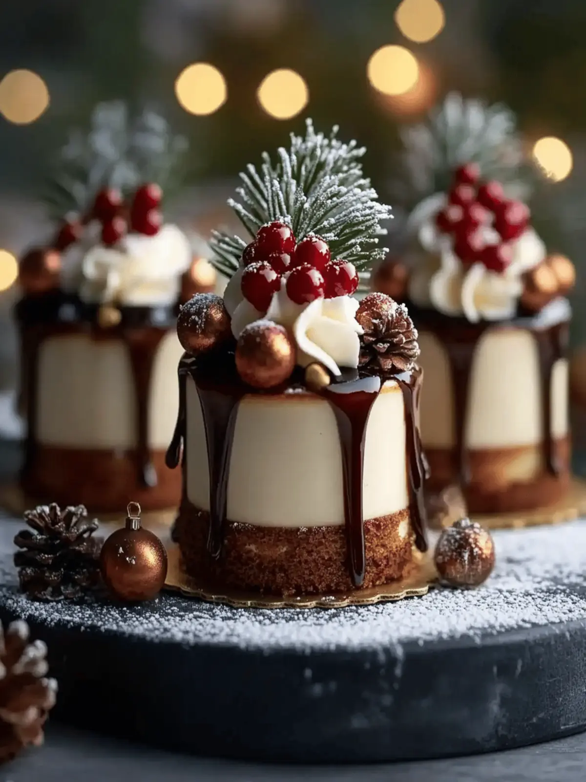 Mini Christmas Drip Cakes