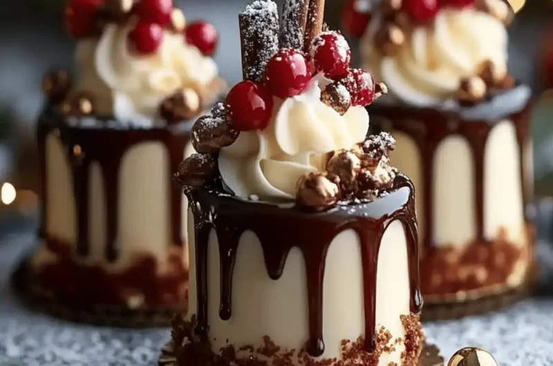 Mini Christmas Drip Cakes