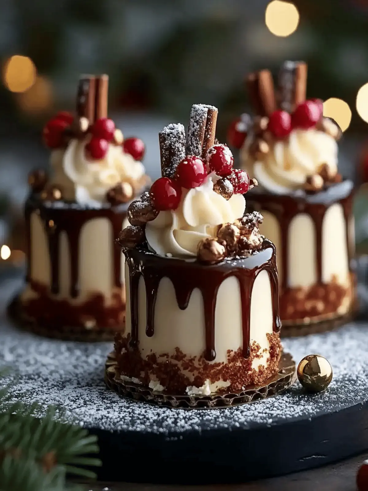 Mini Christmas Drip Cakes