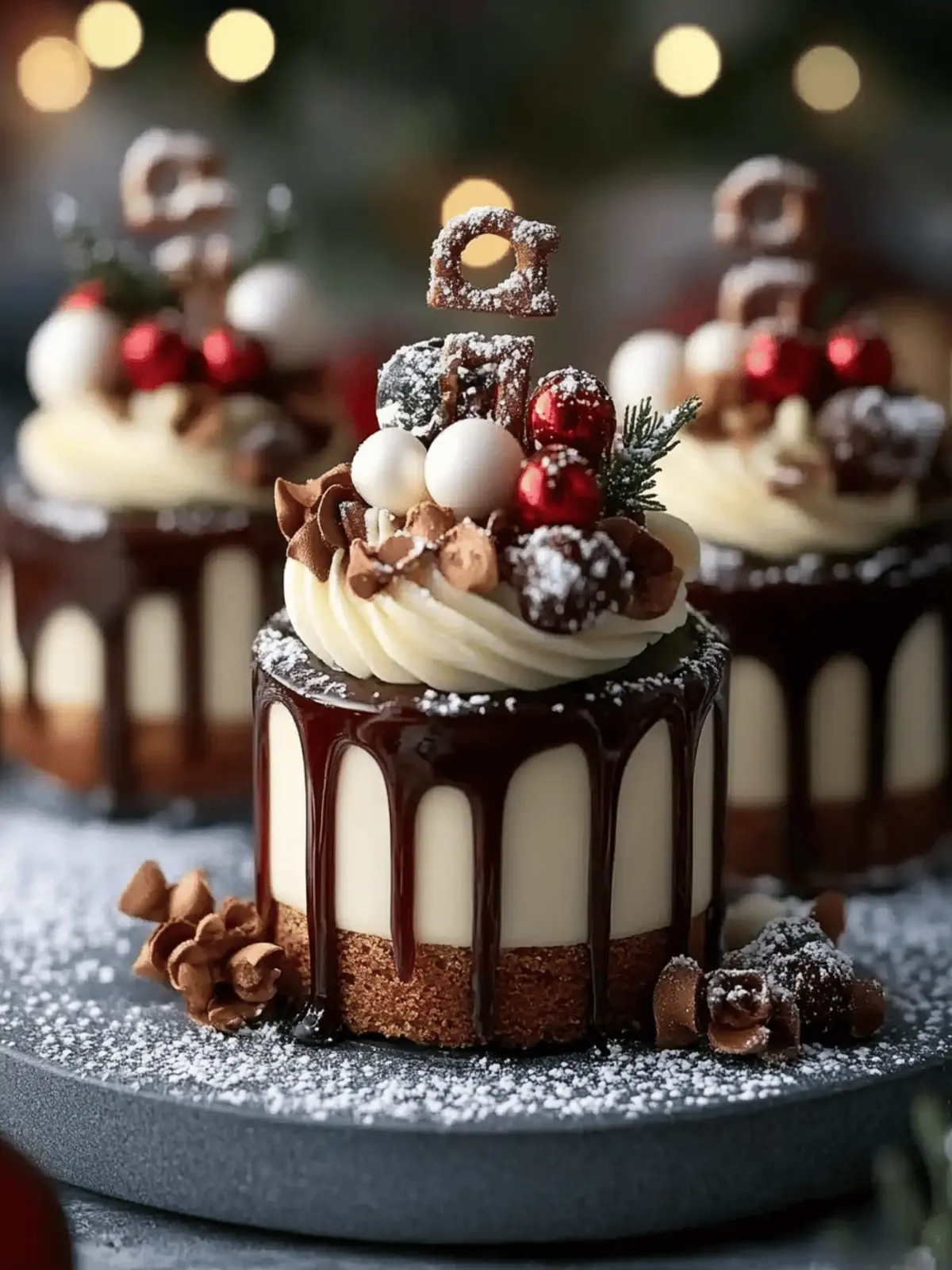 Mini Christmas Drip Cakes